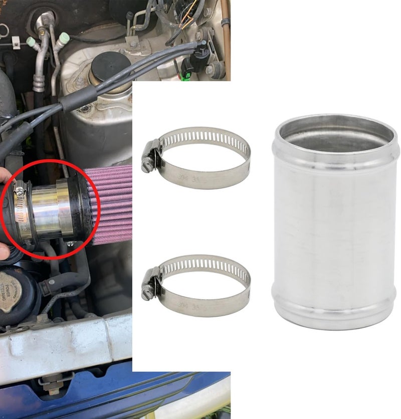 KRD PERFORMANCE 63mm(2.5") OD, Length 3" (76mm), Straight 2.5 Inch 6061 Aluminum Alloy Hose Joiner Tube Intercooler Pipe Connector High Class Glossy Polished Treatment Air Intake Tube with Bead Roll - Image 2